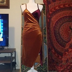 Two Tone Velvet Spagetti Strap Dress